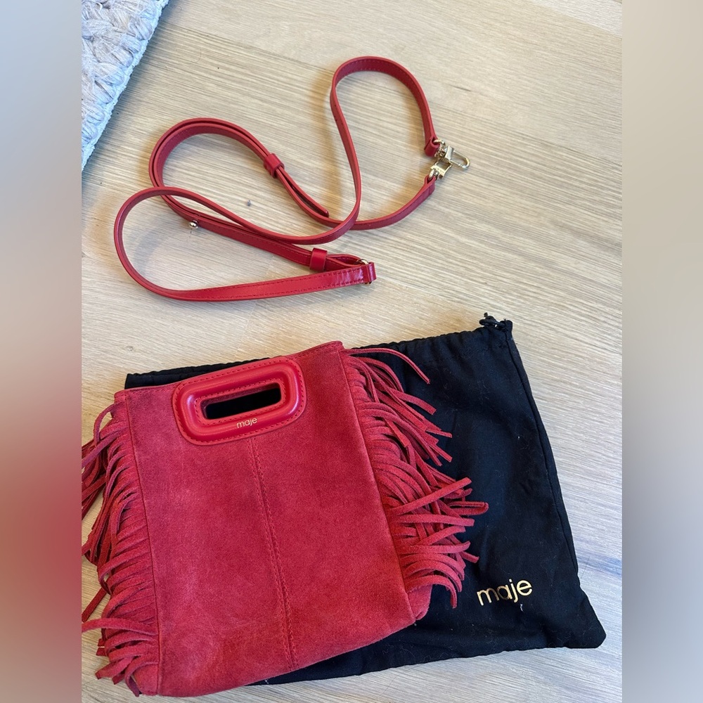 Maje red suede M mini Bag